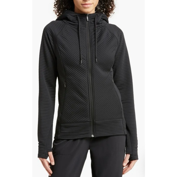 ZELLA Zen Ottoman Full Zip Hoodie Active Running Sweater Jacket Black Plus 3X - Picture 1 of 9